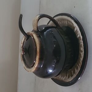 Vintage Pfaltzgraff serving crock with matching serving plate in a gorgeous drip